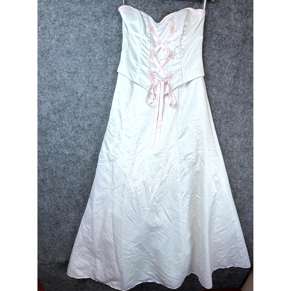 Jessica Mcclintock Gunne Sax Lace Up Corset Prom Dress Womens 11/12 White Gown